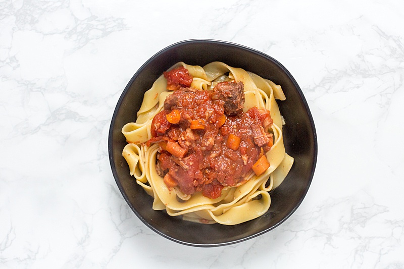 Beef Ragu Over Pappardelle Pasta - The Hurried Hostess