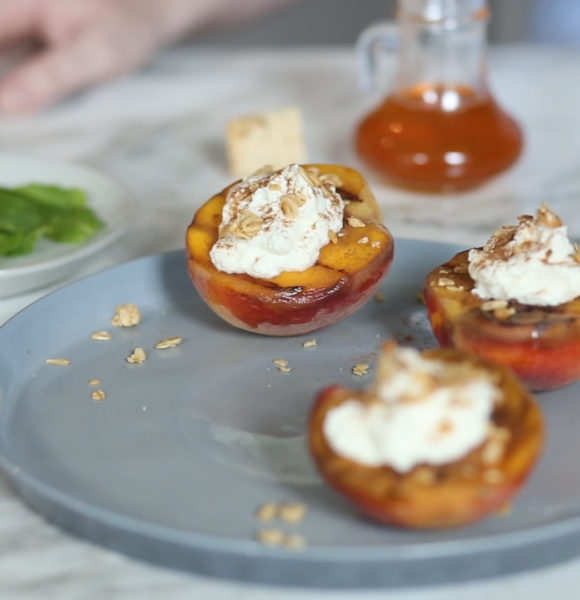 Grilled Peaches with Cinnamon Honey Ricotta