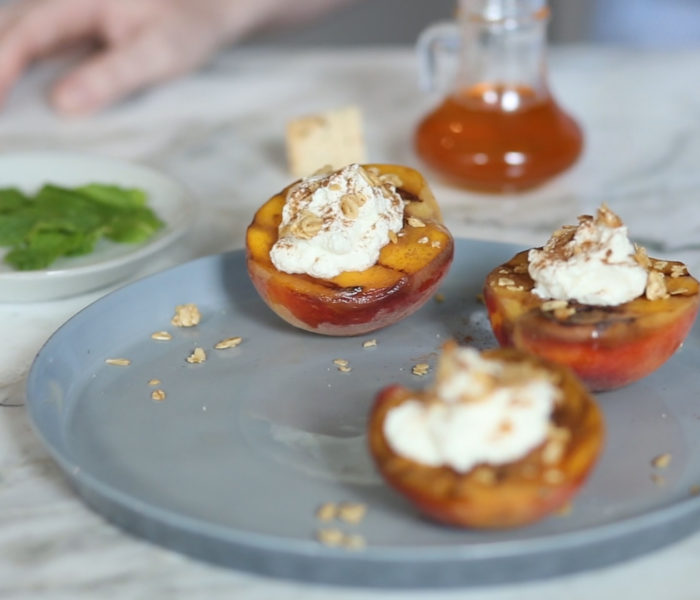 Grilled Peaches with Cinnamon Honey Ricotta