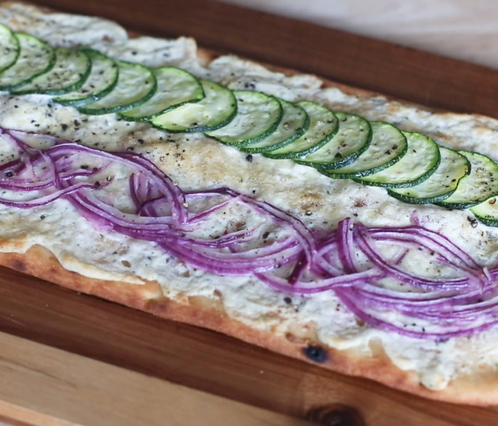 20 Minute Zucchini & Red Onion Flatbread