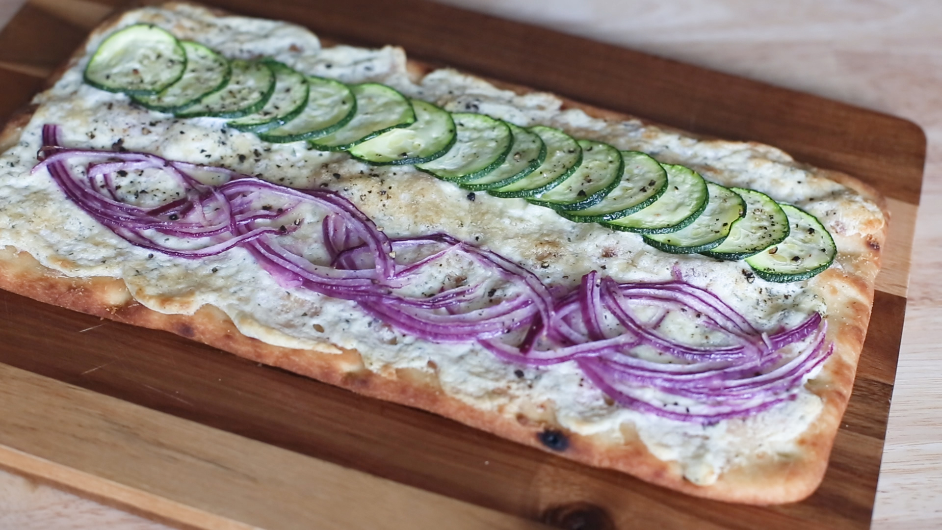 20 Minute Zucchini & Red Onion Flatbread