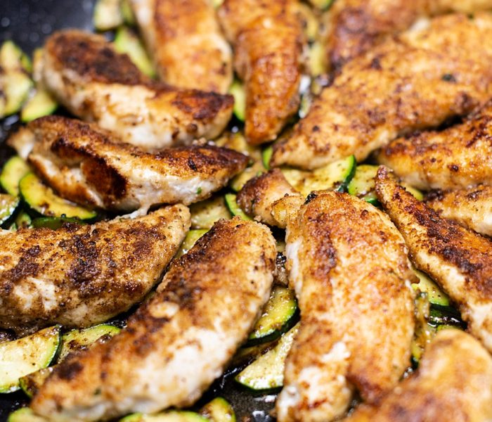 One Pan Chicken Parmesan with Sauteed Zucchini