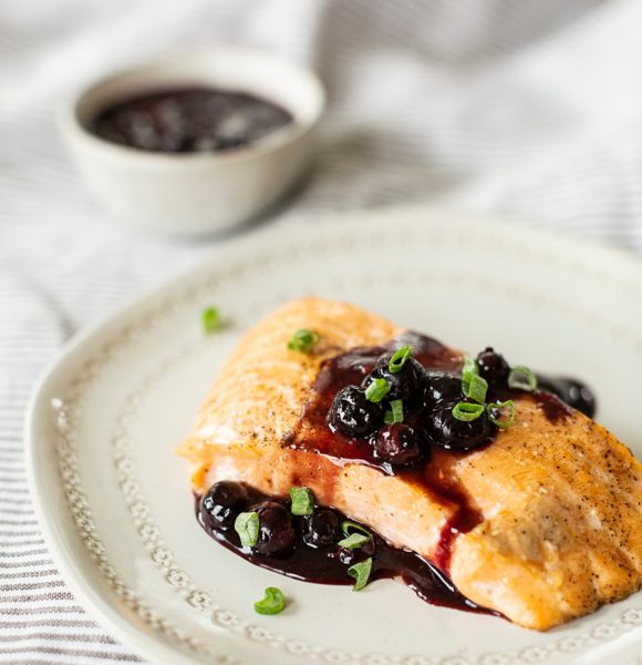 Salmon with Blueberry Sauce