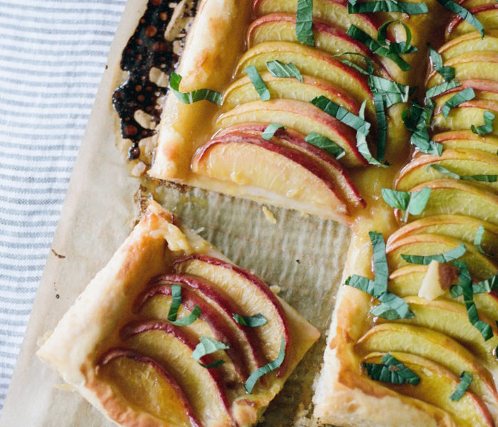 Peach, Honey & Mint Puff Pastry Tart