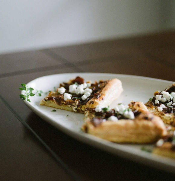 Caramelized Onion, Goat Cheese and Thyme Puff Pastry Tart