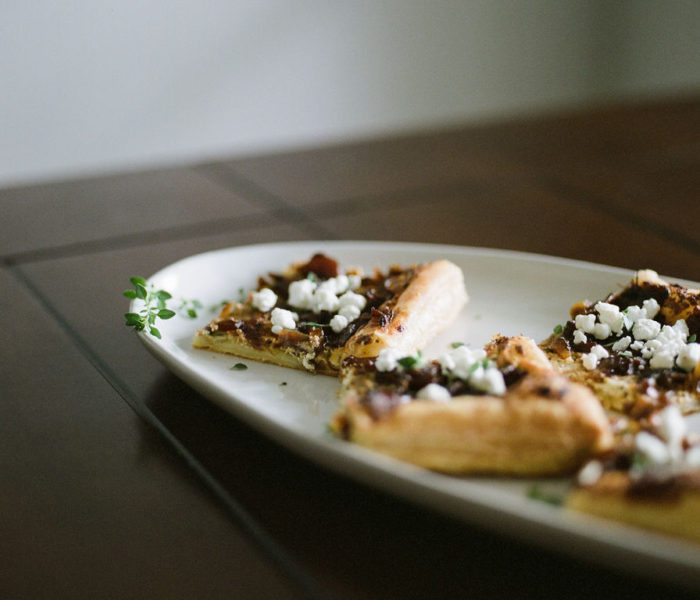 Caramelized Onion, Goat Cheese and Thyme Puff Pastry Tart