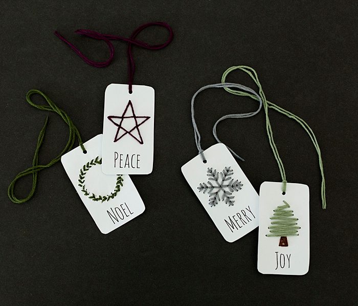 DIY Embroidered Christmas Holiday Gift Tags