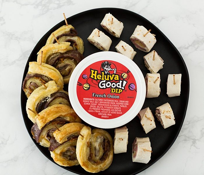 French Onion Dip Pinwheel Roll-Ups Two Ways