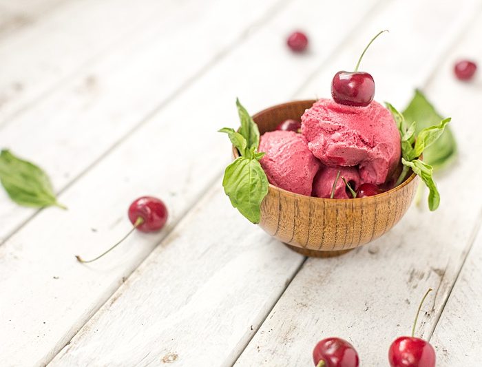 Basil Infused Cherry Sorbet