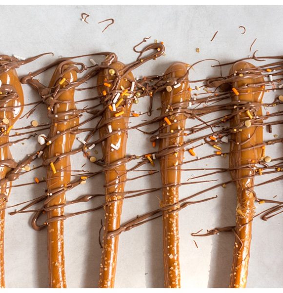 Chocolate Caramel Pretzel Rods