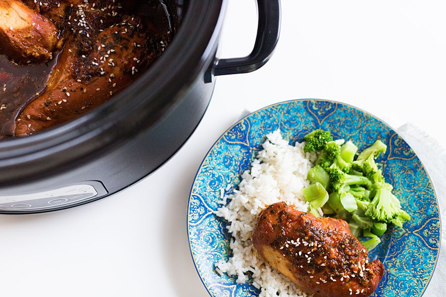 Slow Cooker Honey Garlic Chicken - The Hurried Hostess