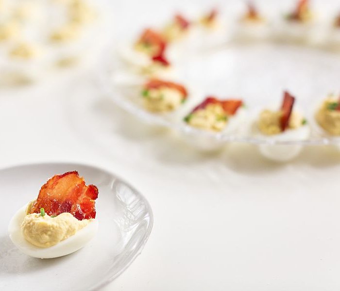 Candied Bacon Deviled Eggs